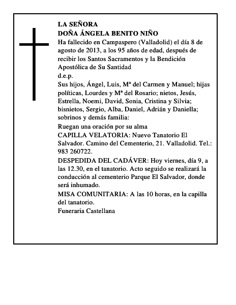 Doña Ángela Benito Niño