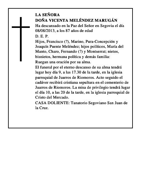 Doña Vicenta Meléndez Marugán