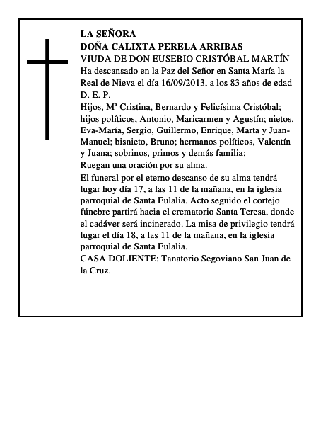 Doña Calixta Perela Arribas