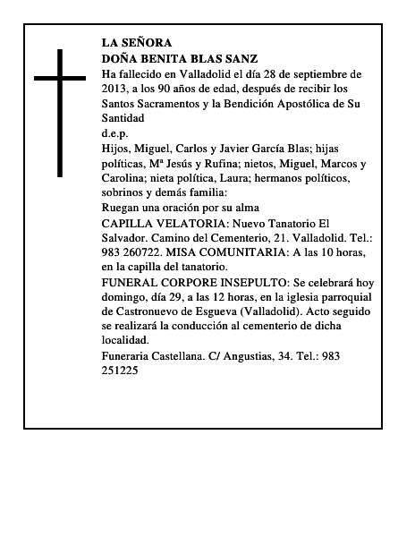 Doña Benita Blas Sanz