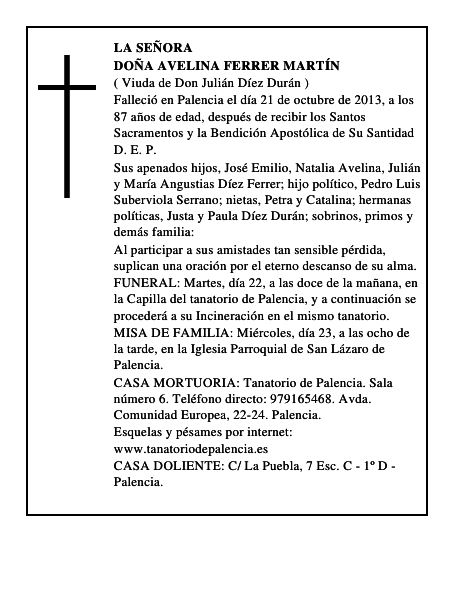 Doña Avelina Ferrer Martín