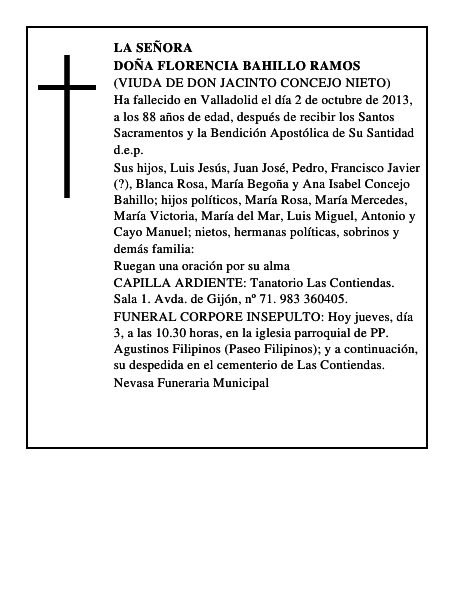 Doña Florencia Bahillo Ramos