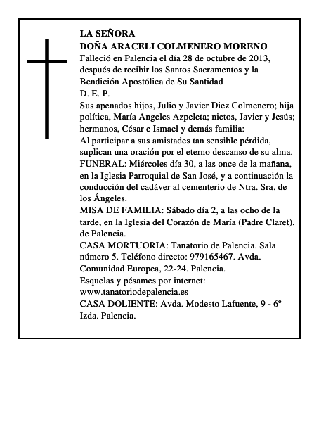 Doña Araceli Colmenero Moreno