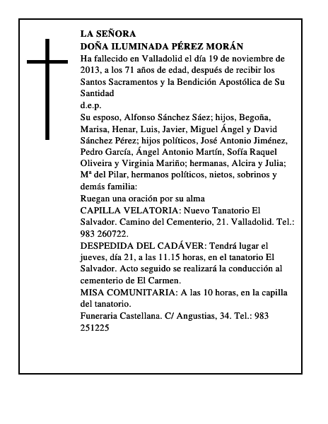 Doña Iluminada Pérez Morán
