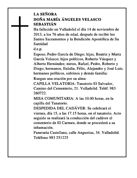 Doña María Ángeles Velasco Sebastián