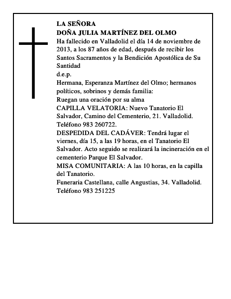 Doña Julia Martínez del Olmo