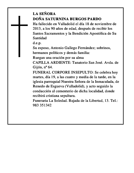 Doña Saturnina Burgos Pardo