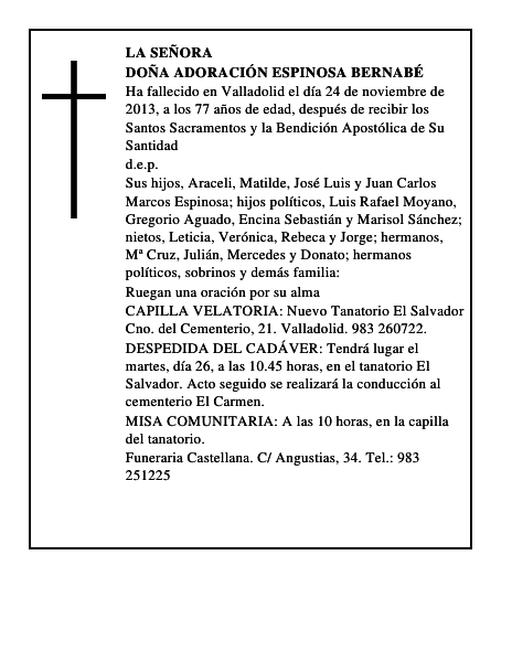 Doña Adoración Espinosa Bernabé