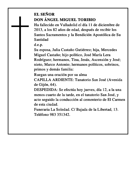 Don Ángel Miguel Toribio