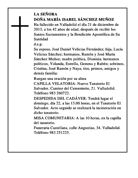 Doña María Isabel Sánchez Muñoz