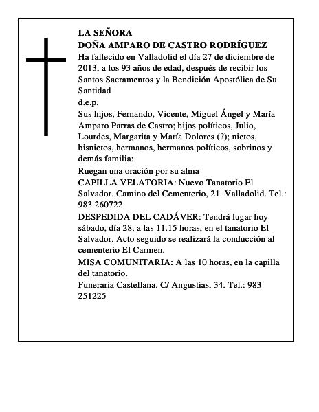 Doña Amparo de Castro Rodríguez