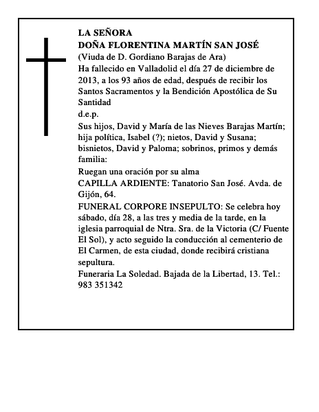 Doña Florentina Martín San José