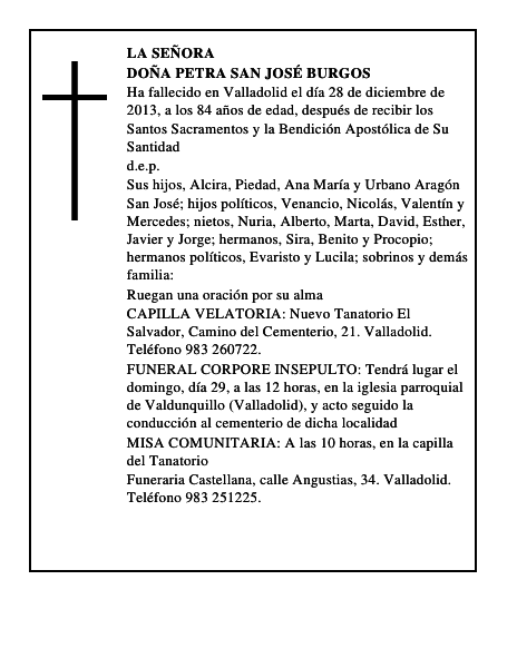Doña Petra San José Burgos