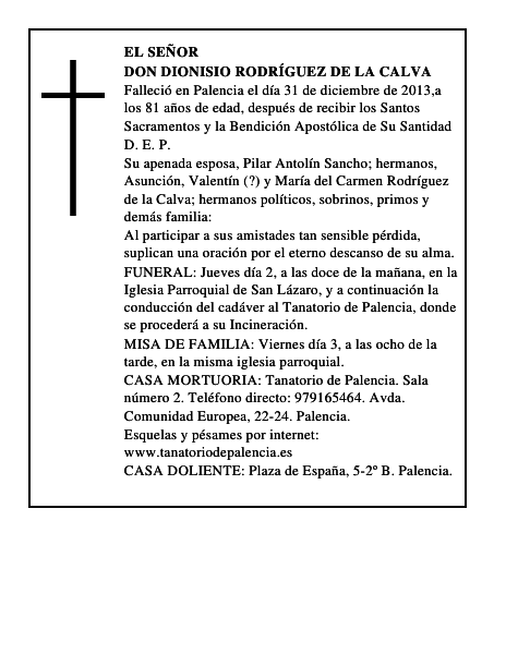 Don Dionisio Rodríguez de la Calva