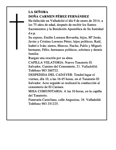 Doña Carmen Pérez Fernández
