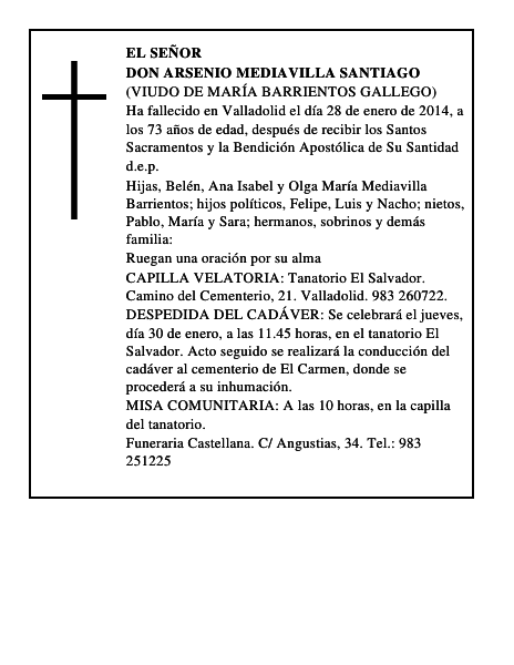 Don Arsenio Mediavilla Santiago
