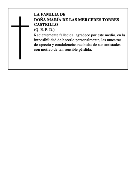 Doña María de las Mercedes Torres Castrillo