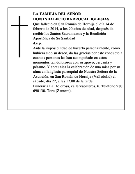 Don Indalecio Barrocal Iglesias
