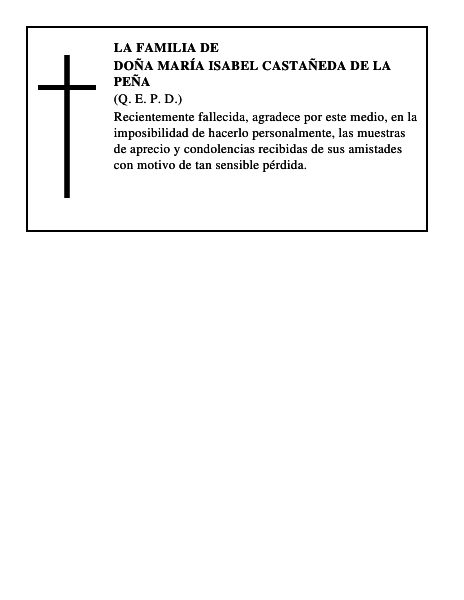 Doña María Isabel Castañeda de la Peña