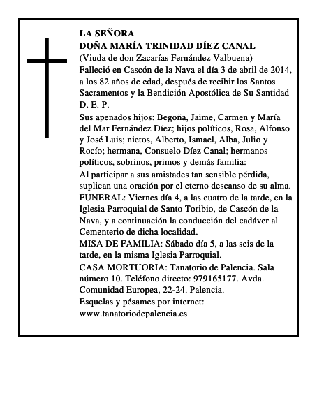 Doña María Trinidad Díez Canal
