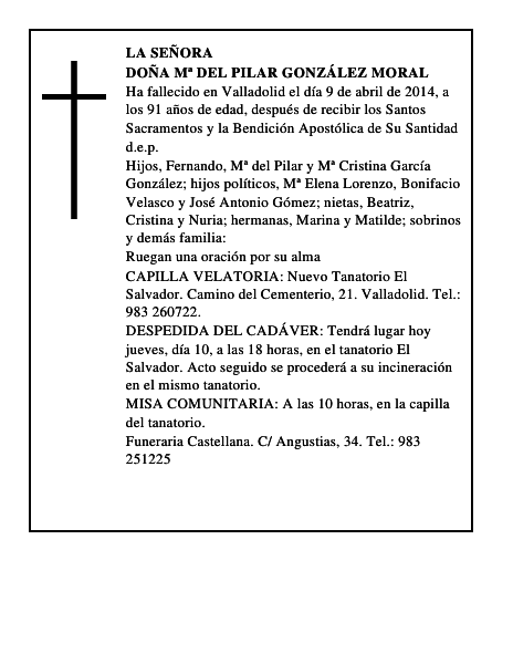 Doña Mª del Pilar González Moral