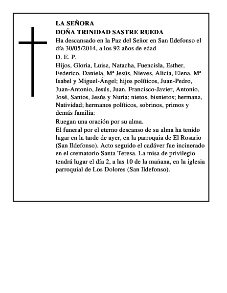 Doña Trinidad Sastre Rueda