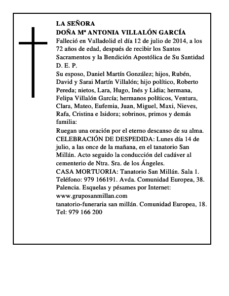 Doña Mª Antonia Villalón García