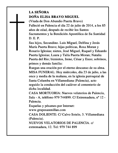 Doña Elisa Bravo Miguel