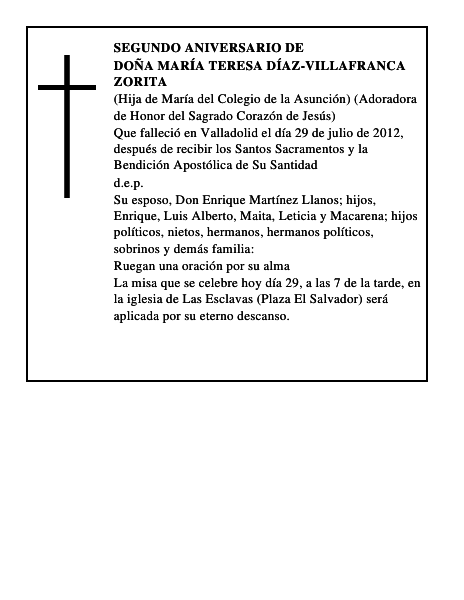 Doña María Teresa Díaz-Villafranca Zorita