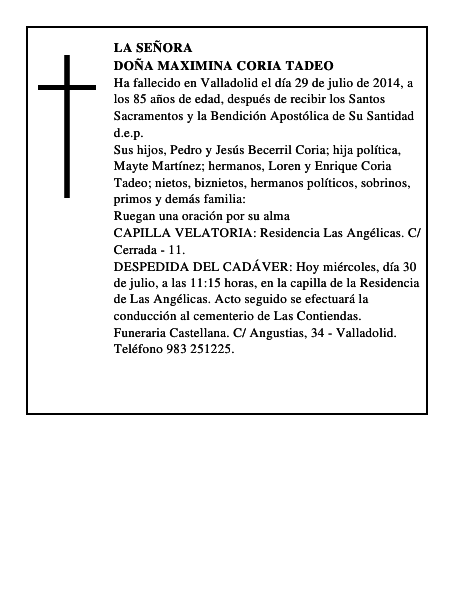 Doña Maximina Coria Tadeo