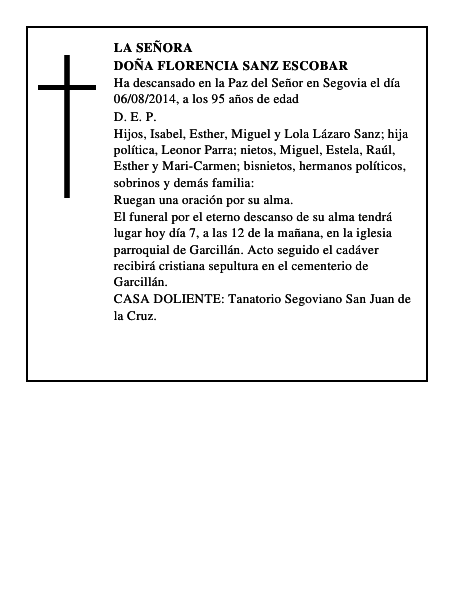 Doña Florencia Sanz Escobar