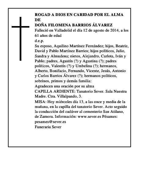 Doña Filomena Barrios Álvarez