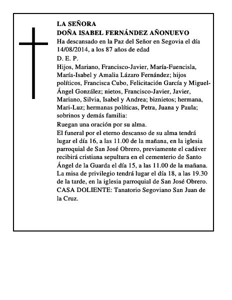 Doña Isabel Fernández Añonuevo