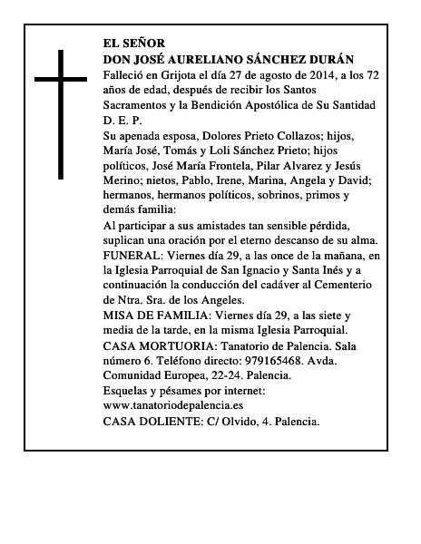 Don José Aureliano Sánchez Durán