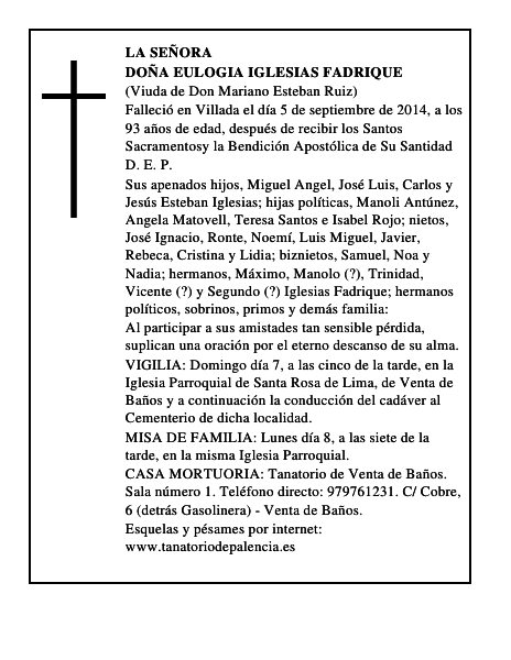 Doña Eulogia Iglesias Fadrique