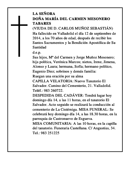 Doña María del Carmen Mesonero Tabares