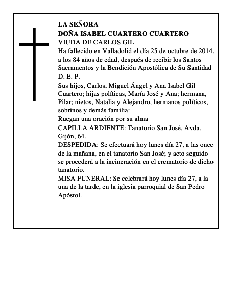 Doña Isabel Cuartero Cuartero