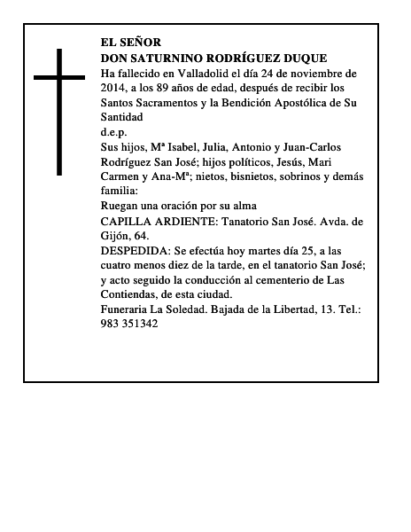 Don Saturnino Rodríguez Duque