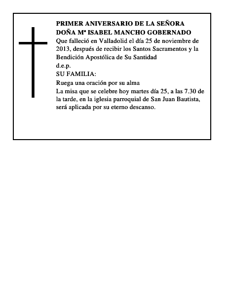 Doña Mª Isabel Mancho Gobernado