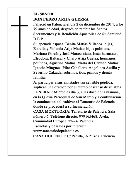 Don Pedro Arija Guerra