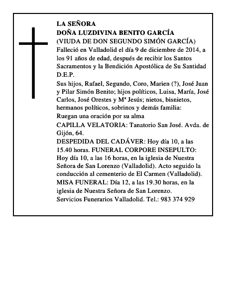 Doña Luzdivina Benito García
