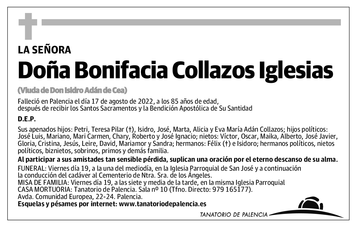 Doña Bonifacia Collazos Iglesias