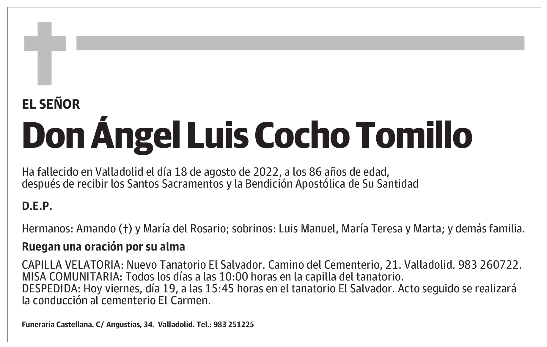 Don Ángel Luis Cocho Tomillo