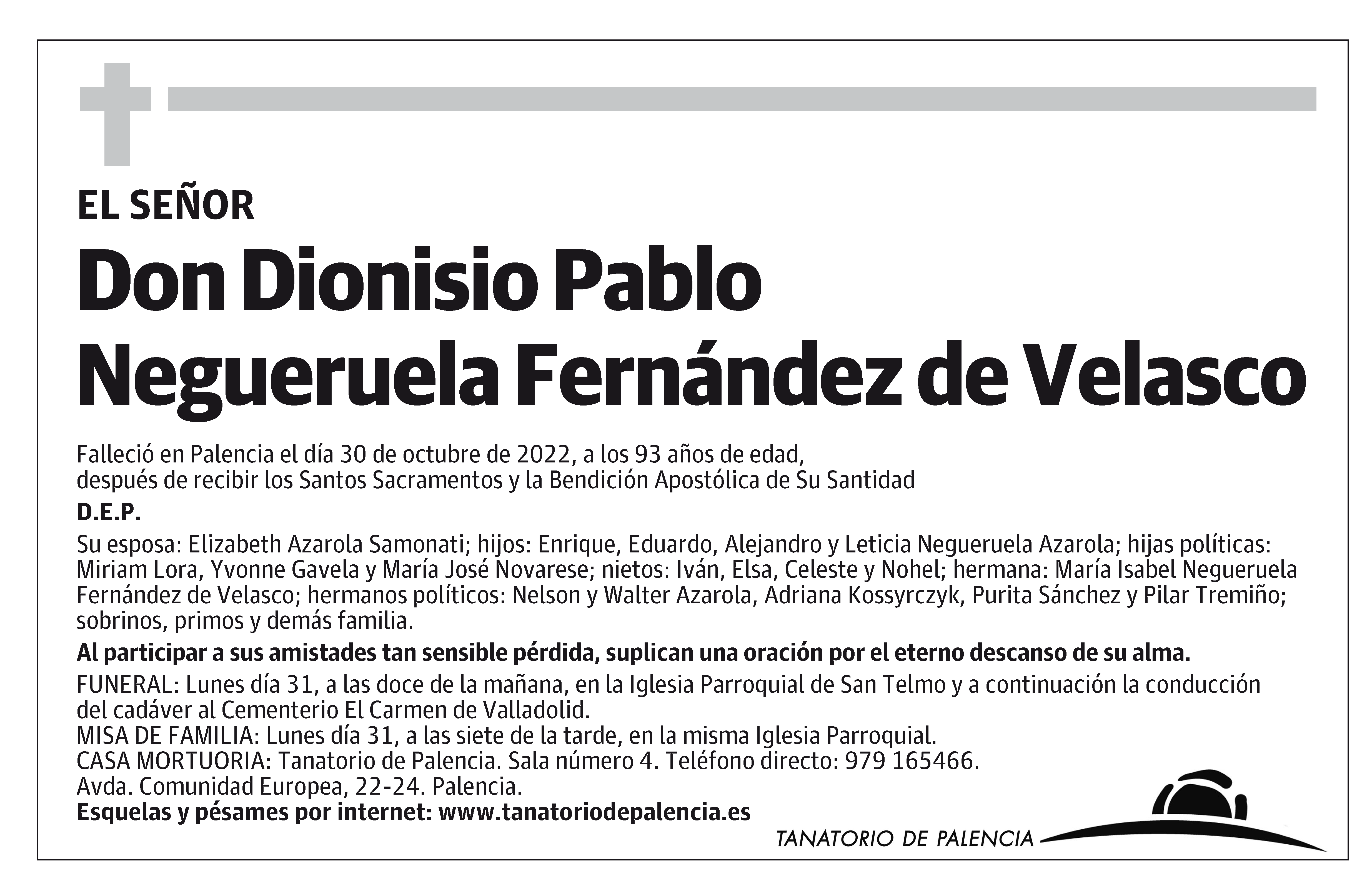 Dionisio Pablo Negueruela Fernández de Velasco