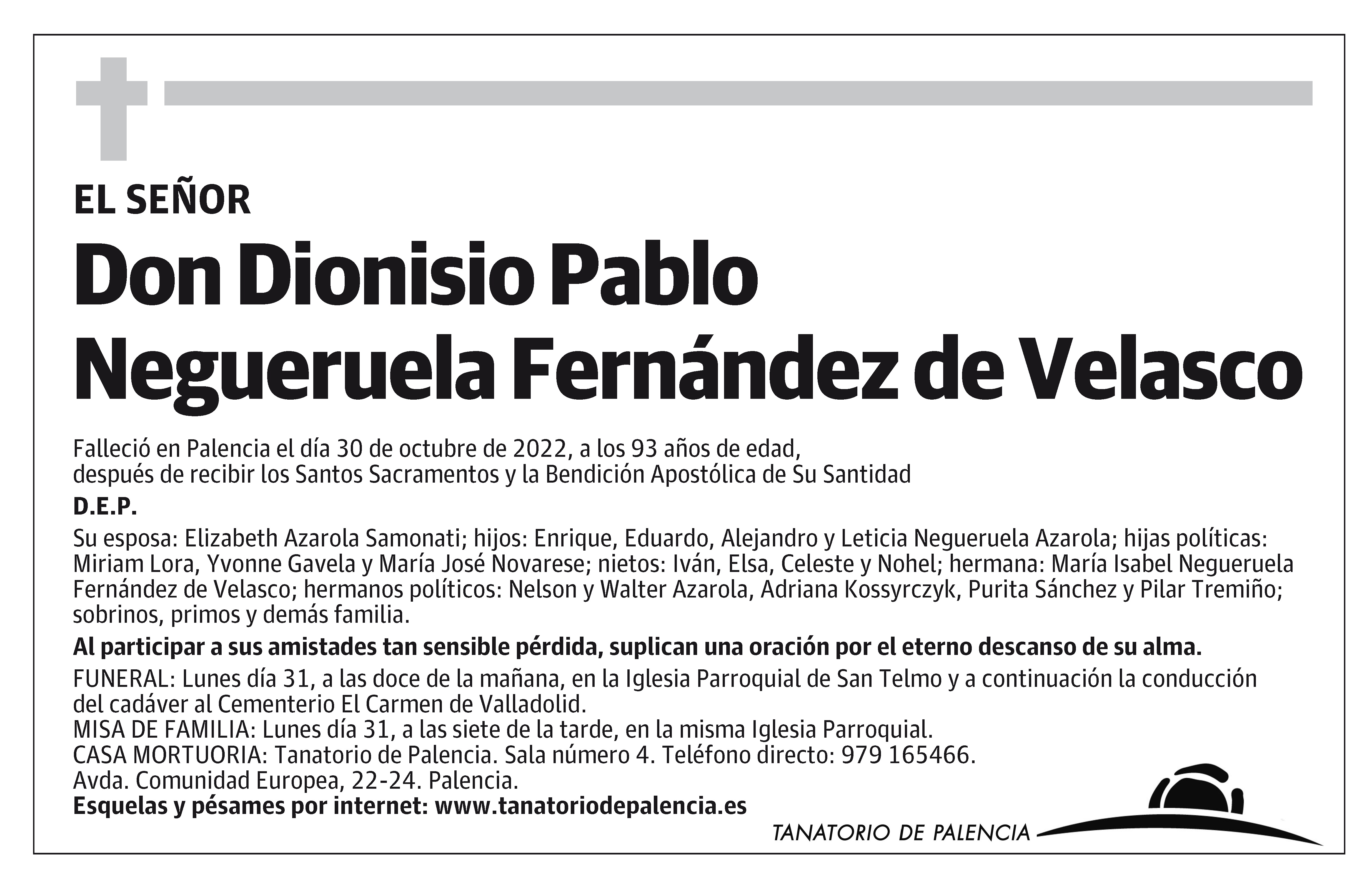 Dionisio Pablo Negueruela Fernández de Velasco