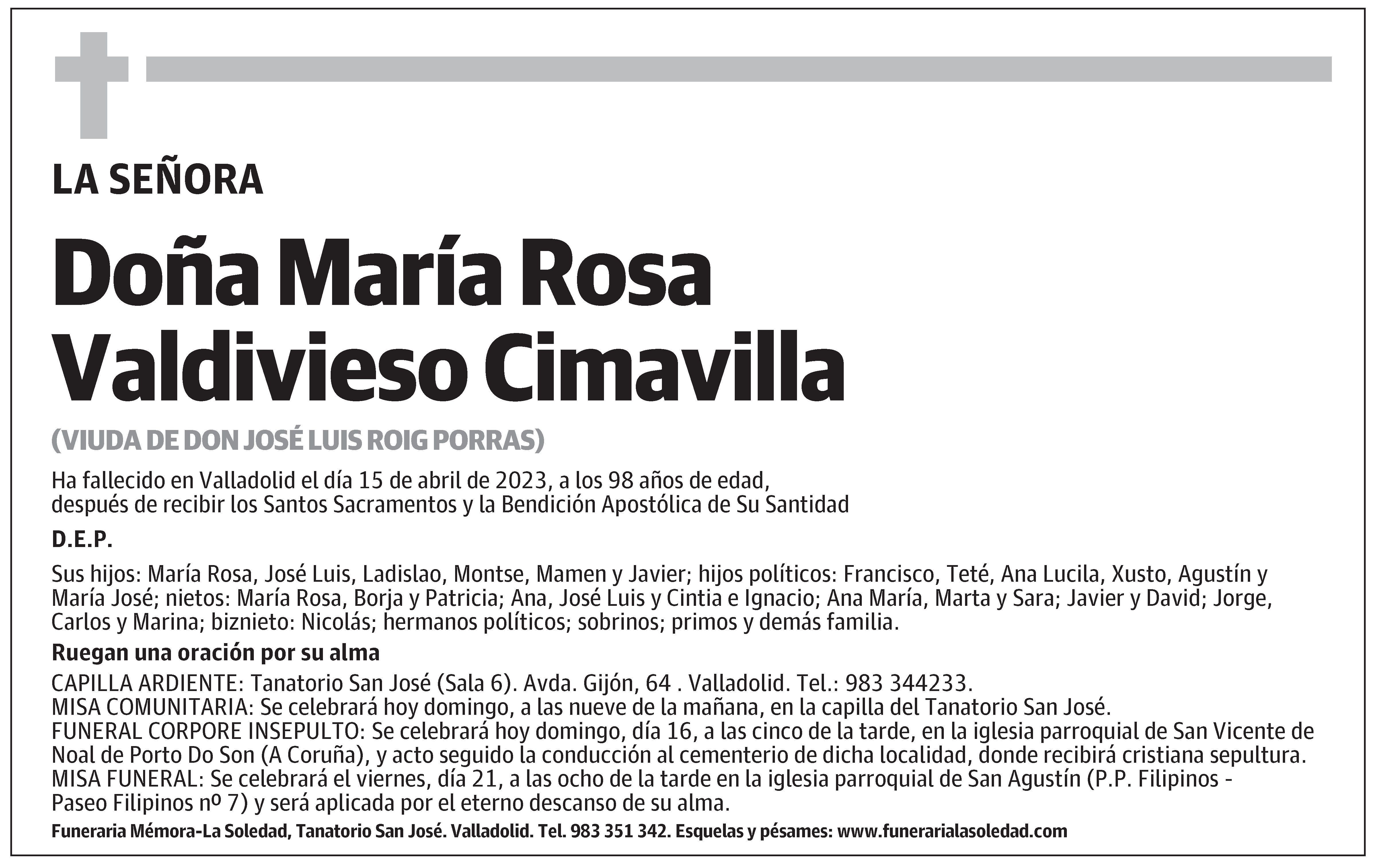 María Rosa Valdivieso Cimavilla
