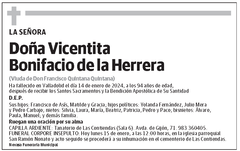 Vicentita Bonifacio de la Herrera