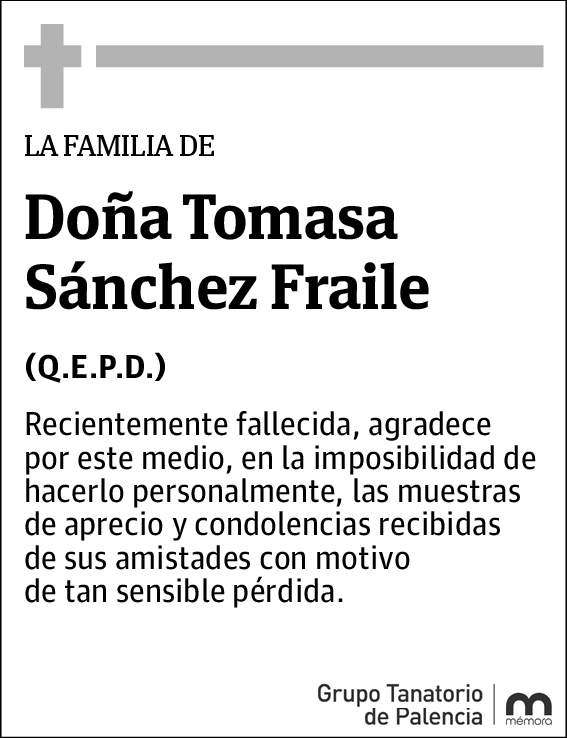 Tomasa Agrd. Sánchez Fraile