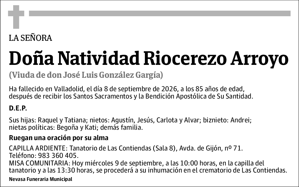 Natividad Riocerezo Arroyo