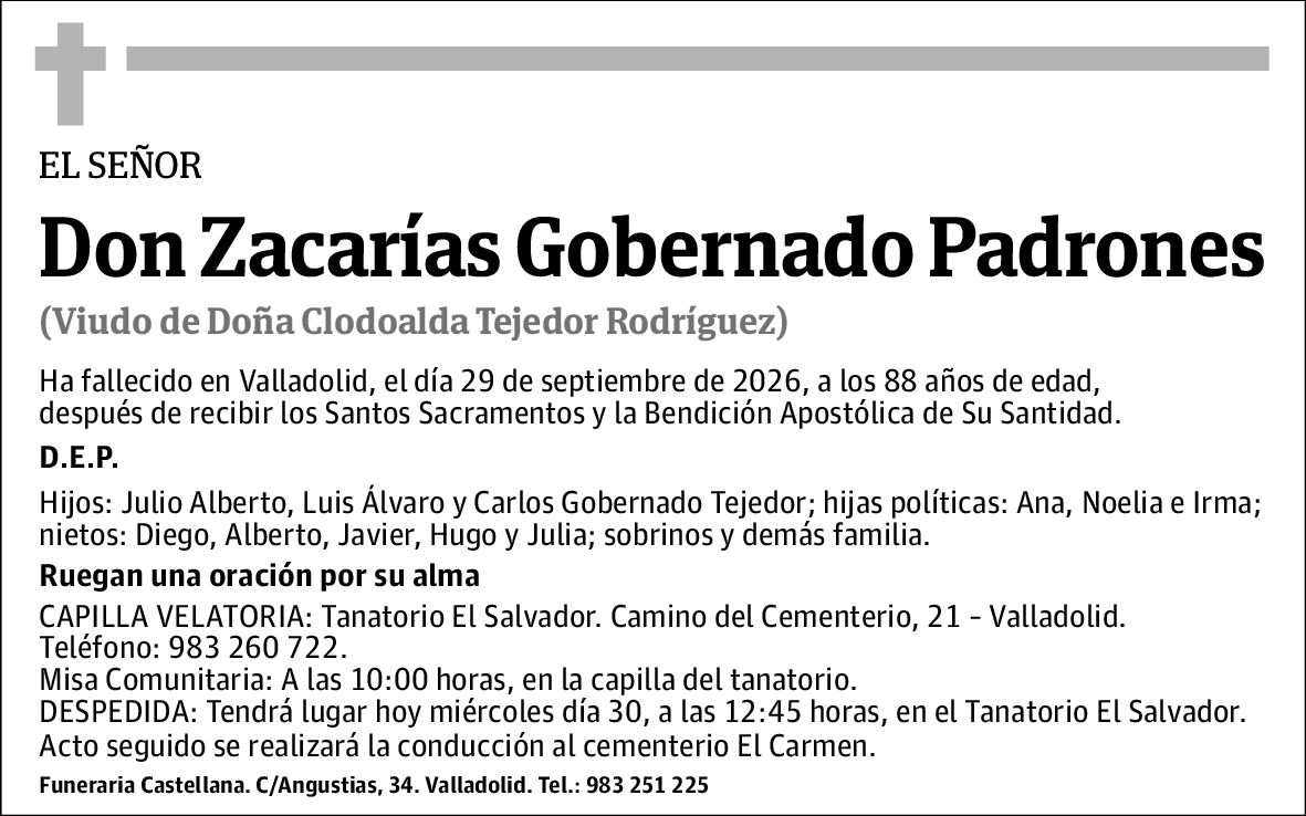 Zacarías Gobernado Padrones